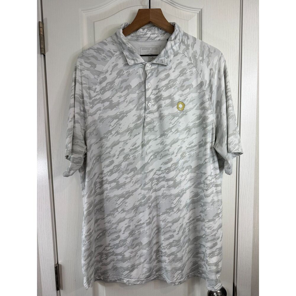 Branded Bills Golf Polo Shirt Men's L White Gray Abstract Print Short Sleeve